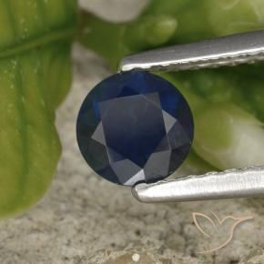 Safira Azul profundo Natural 0.61ct, Redondo, VS