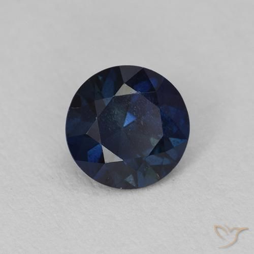 Safira Azul escuro Natural 0.62ct, Redondo, VS