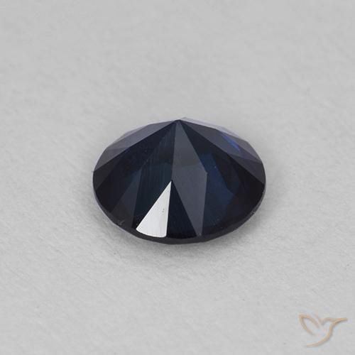 Safira Azul escuro Natural 0.62ct, Redondo, VS