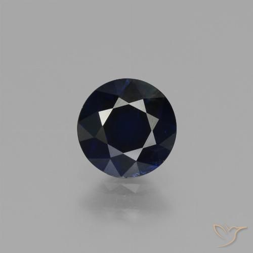 Safira Azul escuro Natural 0.79ct, Redondo, VVS