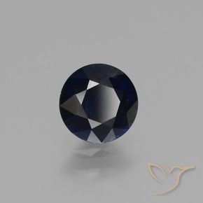 Safira Azul escuro Natural 0.79ct, Redondo, VVS