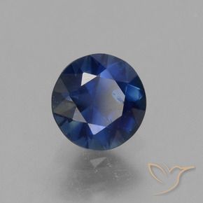 Safira Azul escuro Natural 0.77ct, Redondo, VS