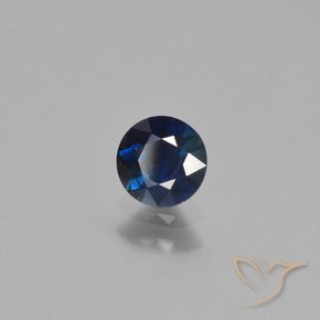 Safira Azul escuro Natural 0.65ct, Redondo, VS
