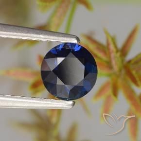 Safira Azul profundo Natural 0.59ct, Redondo, VVS