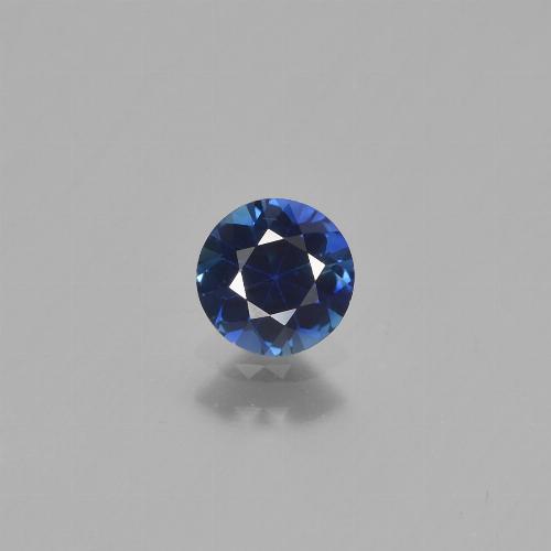 Safira azul escuro natural 0,62ct, corte redondo, VVS-VS