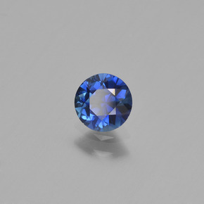 Safira azul escuro natural 0,62ct, corte redondo, VVS-VS
