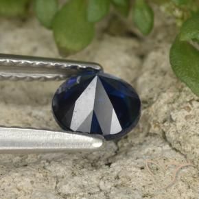 Safira Azul profundo Natural 0.63ct, Redondo, VVS