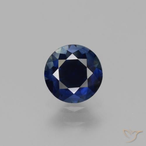 0.78ct Natural Azul escuro Safira, Redondo, VVS