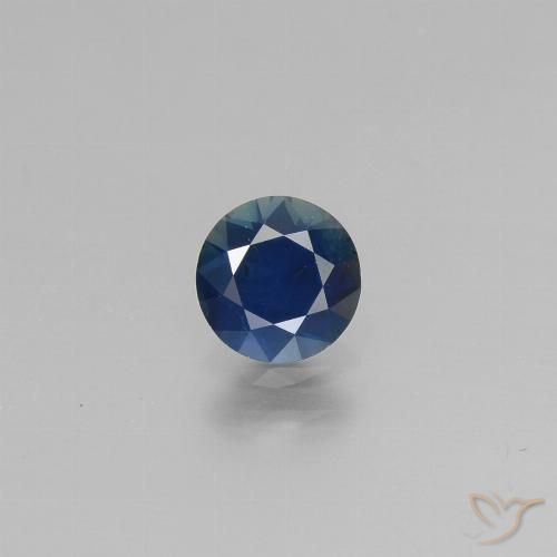 0.70ct Natural Azul da meia noite Safira, Redondo, VS