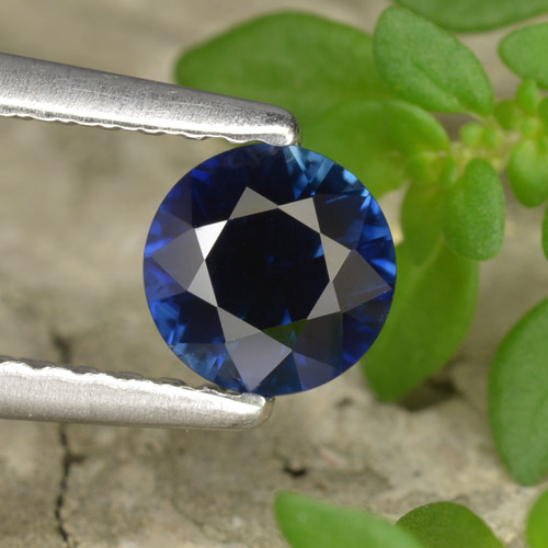 Safira crepúsculo azul natural 0,53ct, corte redondo, VVS-VS