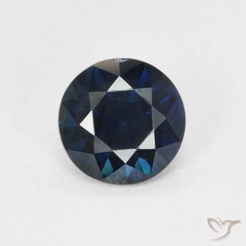 Safira Azul da meia noite Natural 0.65ct, Redondo, VVS-VS