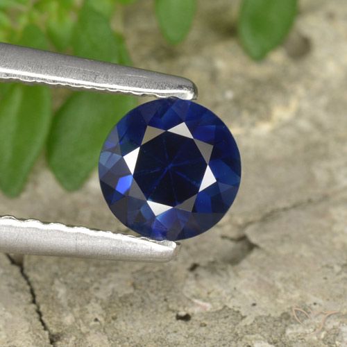 0.58ct Natural Crepúsculo Azul Safira, Redondo, VVS-VS