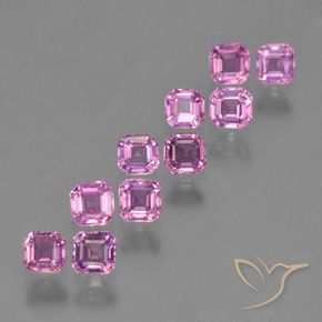 Pedras preciosas de Safira rosa médio natural de 1.57 ct, Corte Octógono / Esmeralda, VS