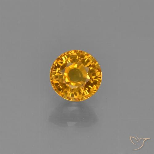 0.59ct Natural Laranja escuro-dourado Safira, Redondo, VVS