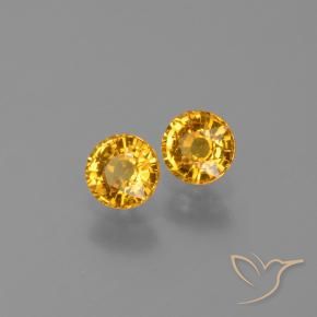 Pedras preciosas de Safira Dourado Escuro natural de 1.19 ct, Redondo, VVS-VS