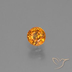 Safira Laranja Intenso Natural 0.67ct, Redondo, VVS-VS