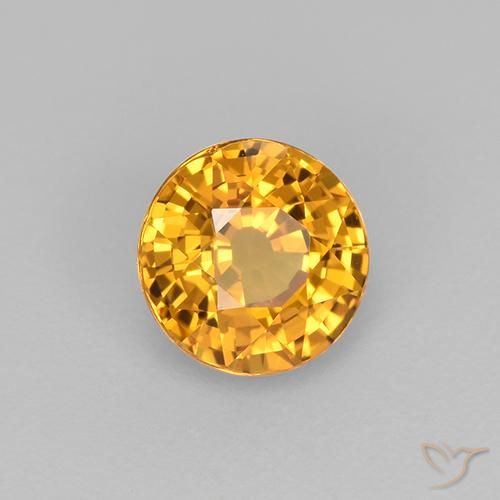 Safira Laranja Dourado Profundo Natural 0.83ct, Redondo, VVS-VS