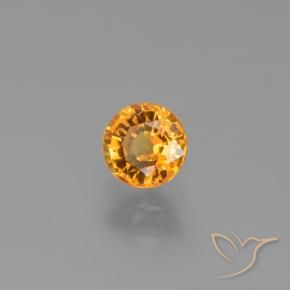 Safira Laranja Profundo-Ouro Natural 0.90ct, Redondo, VVS-VS