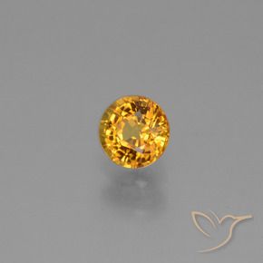 Safira Laranja escuro-dourado Natural 0.72ct, Redondo, VVS-VS
