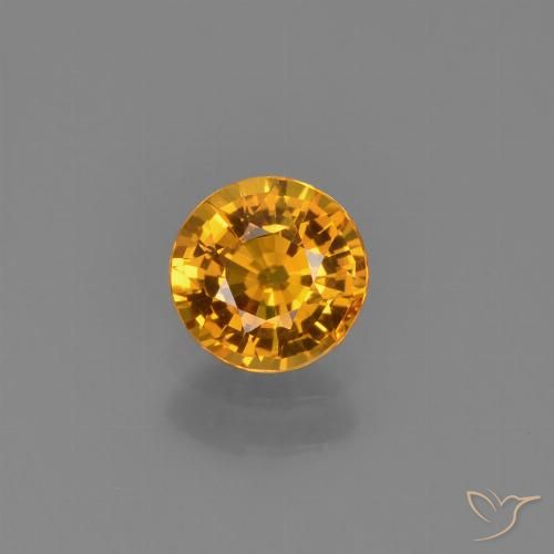 0.70ct Natural Laranja Profundo-Ouro Safira, Redondo, VVS-VS