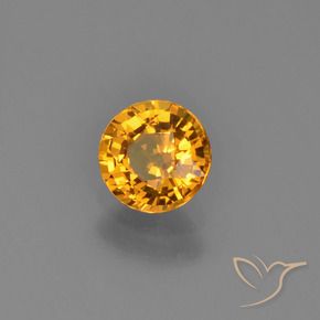 Safira Laranja Profundo-Ouro Natural 0.70ct, Redondo, VVS-VS