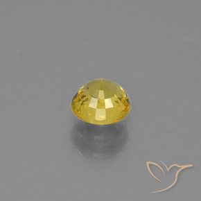 Safira ouro amarelado Natural 0.63ct, Redondo, VVS-VS