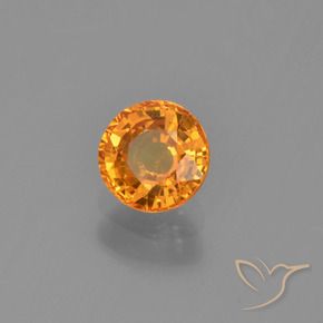 Safira Laranja Médio Natural 0.71ct, Redondo, VS