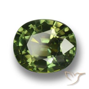Safira Verde médio-escuro Natural 4.54ct, oval, VVS-VS