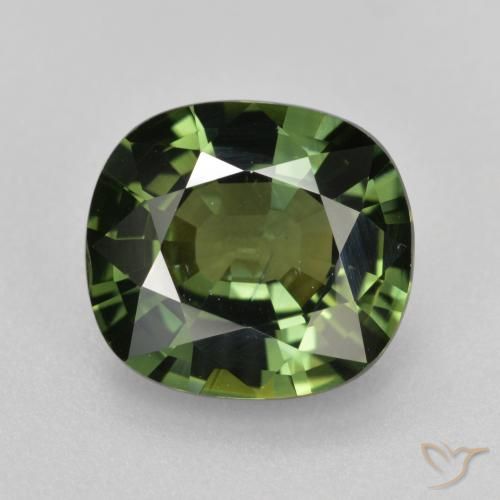 4.12ct Natural verde escuro Safira, Almofada, VVS-VS