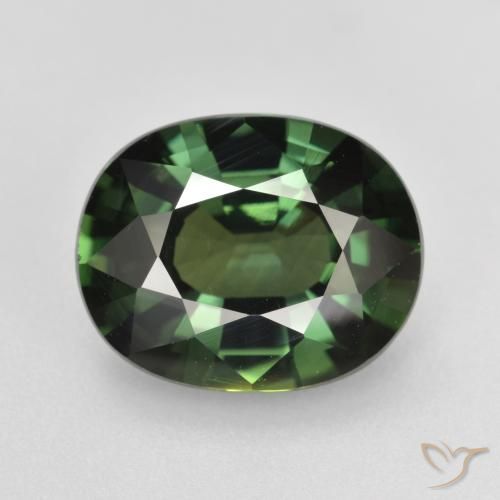 Safira Verde escuro Natural 4.74ct, oval, VVS-VS
