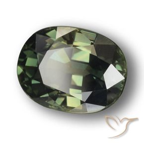 Safira Verde escuro Natural 3.34ct, oval, VVS-VS