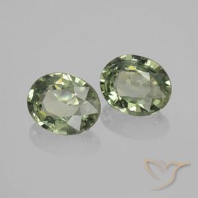 Pedras preciosas de Safira Verde Terroso natural de 1.39 ct, oval, VVS