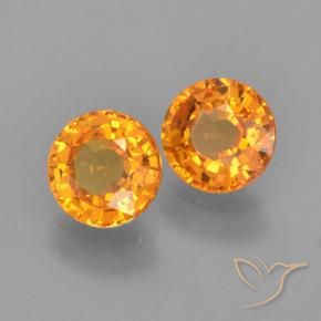 Pedras preciosas de Safira damasco laranja natural de 1.18 ct, Redondo, VVS-VS