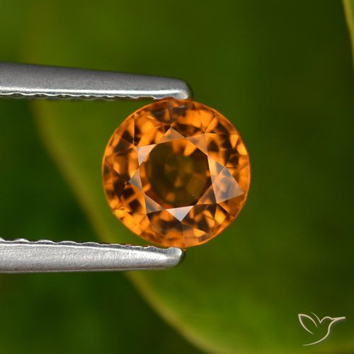 0.88ct Natural Laranja médio-escuro Safira, Redondo, VVS-VS