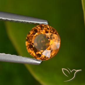 Safira Laranja médio-escuro Natural 0.88ct, Redondo, VVS-VS