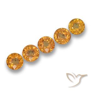 Pedras preciosas de Safira Laranja Profundo-Ouro natural de 2.72 ct, Redondo, VS