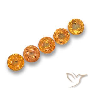 Pedras preciosas de Safira Laranja Profundo-Ouro natural de 2.86 ct, Redondo, VS