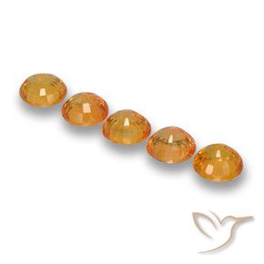 Pedras preciosas de Safira Laranja Profundo-Ouro natural de 2.86 ct, Redondo, VS