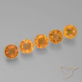 Pedras preciosas de Safira Laranja Profundo-Ouro natural de 3.27 ct, Redondo, VVS-VS