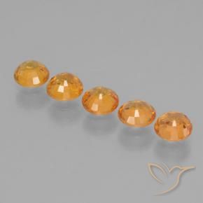 Pedras preciosas de Safira Laranja Profundo-Ouro natural de 3.27 ct, Redondo, VVS-VS