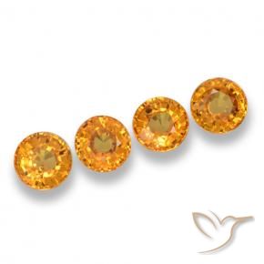 Pedras preciosas de Safira Laranja Profundo-Ouro natural de 2.62 ct, Redondo, VVS-VS