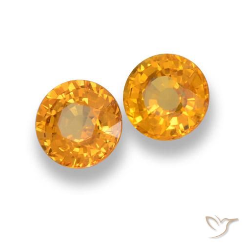 Pedras preciosas de Safira Laranja Profundo-Ouro natural de 1.27 ct, Redondo, VVS-VS
