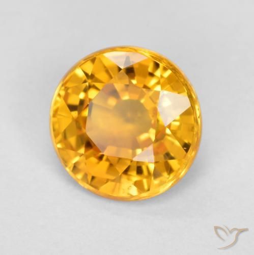 Safira Laranja Médio Natural 0.83ct, Redondo, VVS-VS