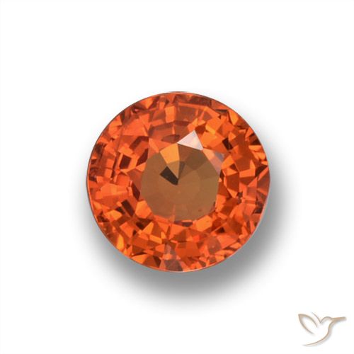 0.59ct Natural Laranja Médio Safira, Redondo, VVS-VS