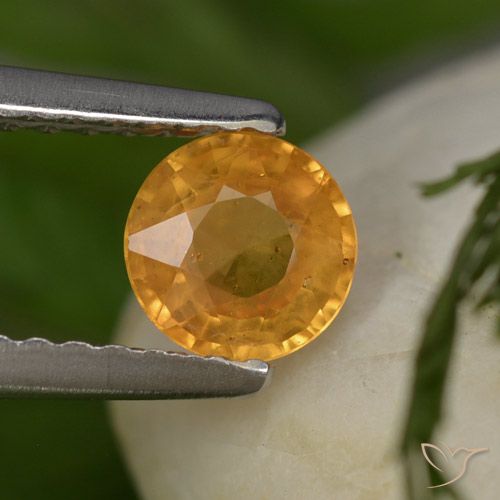 0.58ct Natural Laranja Profundo-Ouro Safira, Redondo, VS