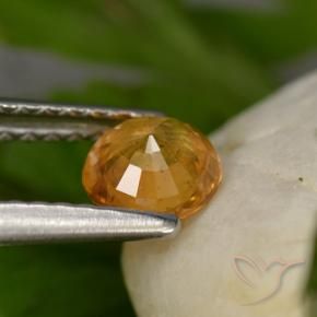 Safira Laranja Profundo-Ouro Natural 0.58ct, Redondo, VS