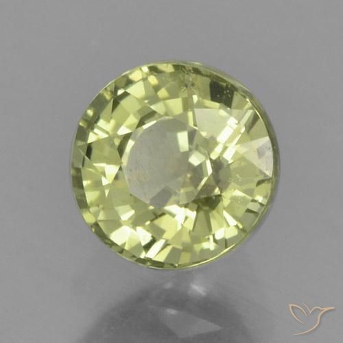 Safira Amarelo esverdeado Natural 0.84ct, Redondo, VS