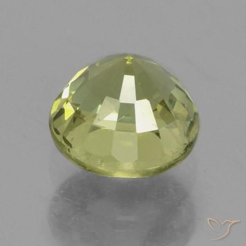 Safira Amarelo esverdeado Natural 0.84ct, Redondo, VS