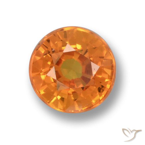 0.70ct Natural Laranja brilhante Safira, Redondo, VVS-VS