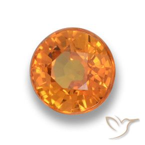 Safira Laranja brilhante Natural 0.70ct, Redondo, VVS-VS